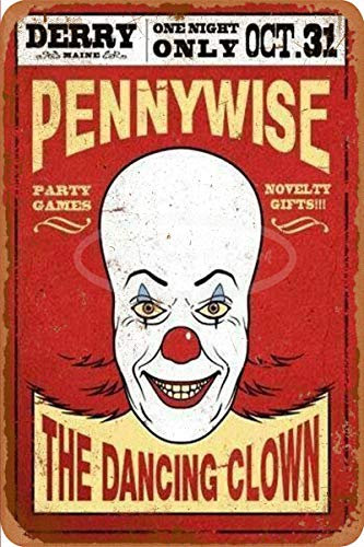 Pennywise the Clown from IT Blechschild kreatives Poster Wandbild dekoratives Gemälde Vintage Metallgemälde Retro Türschild 30,5 x 40,6 cm
