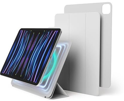 elago Funda Folio Magnética Compatible con iPad Pro 11 Pulgadas 4ª, 3ª, 2ª Generación - Placa Posterior se Puede Acoplar a Materiales Metálicos, Compatible con Apple Pencil (Gris Claro)