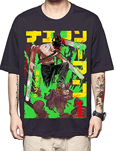 xhomeshop Chainsaw Man T-Shirt Sports Tee Summer Shirt Casual Tops Loose T-Shirt Pochita Cosplay Short-Sleeved Shirt Unisex