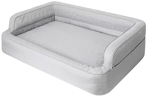 DOGGY Hundebett, Katzenbett, Hundesofa, Abnehmbar Bezug, Hundekorb, Hundekissen, Möbel für Tiere, Hundeliege, Schlafplätze, XXL: 117x79 cm, Asche