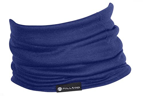 Hilltop Halstuch 100% Wolle (Merinowolle, mulesingfrei) - Multifunktionstuch, Schlauchtuch, Bandana für Damen und Herren, Farbe/Design:French Navy