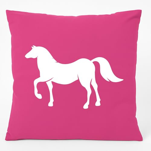 Huuraa Couchkissen Pferd Silhouette Geschenk 40x40cm mit Füllung Fuchsia Baumwolle Pferd Souvenir