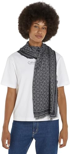 Calvin Klein Damen Schal Monogram Jacquard Winter, Schwarz (Ck Black), Einheitsgröße