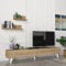 [en.casa] Juego de Mueble Salon Decorativo Mesa TV con 2 Estantes de Pared Modulos Salón Aglomerado 180 x 31 x 33 cm - Roble