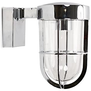 MiniSun | Modern Polished Chrome Lantern Clear Glass Wall Light Fitting | Outdoor Wall Lights, Home Décor & Improvement Essential | Includes 4W LED Bulb