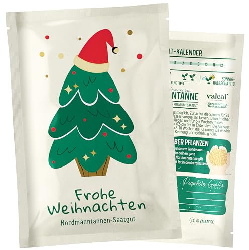 valeaf Dein Weihnachtsbaum zum Pflanzen I Nordmanntanne Samen I dein Baum 2030 I tolles Geschenk, Wichtelgeschenk u Adventskalender Füllung I Christbaum Tannenbaum Samen mit valeaf Samen