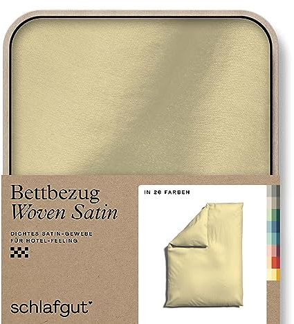 schlafgut Woven Satin Bettwäsche 135x200cm Bettdecke Bezug einzeln, Yellow Mid Uni in Hotelqualität mit 100% Baumwolle