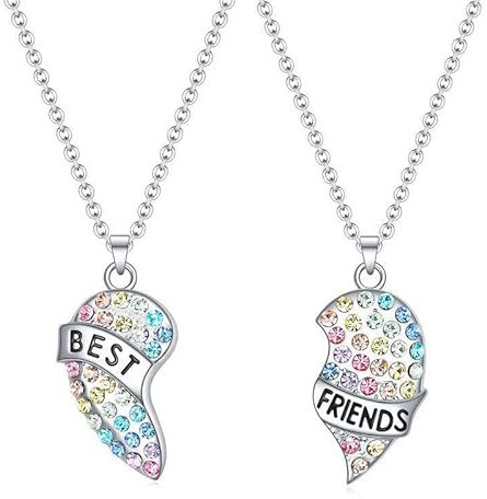 2 Stück Beste Freunde Herz Ketten BFF Halskette Freundschaftskette,Herz Anhänger Bff Ketten,Freundschafts-Anhänger-Halsketten-Set, für beste Freunde Geschenke