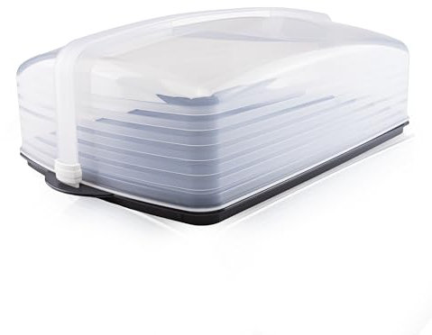 Tupperware XXL Super Bäcker extra breiter Kuchenbehälter Tortenbehälter transparent anthrazit (inkl. Eidgenosse Plus 350 ml)