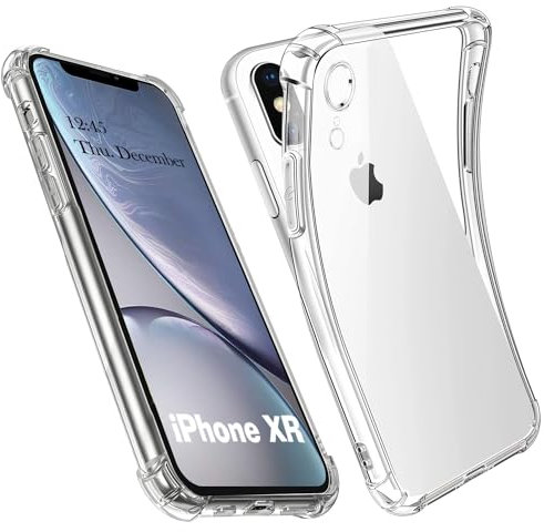 AUKASE Coque pour iPhone XR, Housse Etui en Transparent Silicone TPU Souple [Bumper avec Coins Renforcés], Protection Antichoc Claire Compatible avec (Transparent, iPhone XR)