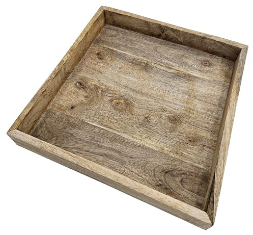 Meinposten Tablett Mangoholz Dekotablett massives Holz Tischdeko Serviertablett 30 x 30 cm