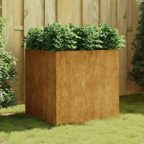 GuyAna Jardinière 80x80x80 cm Acier corten,Jardiniere sur Pieds,Bac avec Treillis,Jardiniere Terrasse