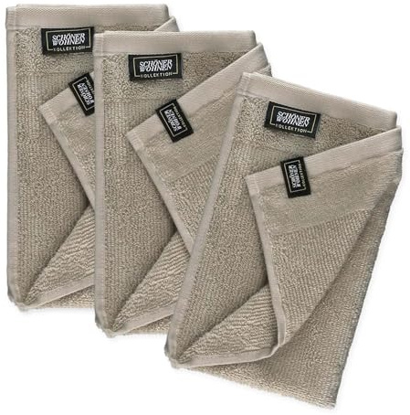 SCHÖNER WOHNEN Gästehandtücher 30x50 Dunkelbeige - Frottee Gästetuch Set im 3er Pack - Gesichtstücher Baumwolle Öko-Tex - klein - für Bad, WC, Baby, Kinder & Fitnessstudio - schnelltrocknend