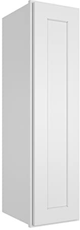 ROOMTEC Wood Wall Cabinet, Single Door Medicine Cabinet with Adjustable Shelves and Soft-Close Door for Kitchen, Bathroom, and Laundry. 12 D*9 W*36 H, Shaker White