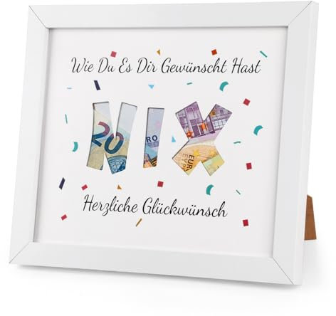 Lemicin Nix Geschenk Bilderrahmen Geldgeschenk: 28 x 23cm wie du es dir gewünscht hast nix geburtstag geschenk für Frauen Männer Bruder Ich Wünsche Mir Nichts Geschenk für Hochzeit