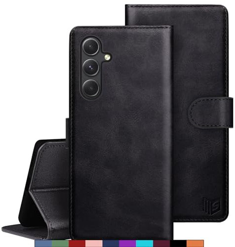 SUANPOT [RFID Schutz für Samsung Galaxy A55 5G Hülle PU Leder Handyhülle Lederhülle Klapphülle Kartenfach Flip Cover für Samsung A55 Handy hülle Leather Wallet Phone Case Schwarz