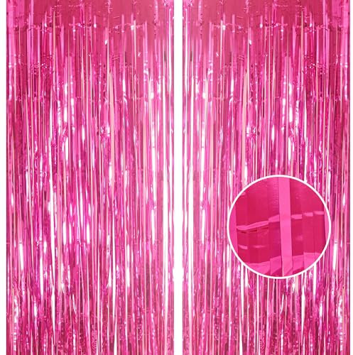 YAAVAAW Lot de 2 rideaux à franges en feuille d'aluminium à paillettes pour anniversaire, école, remise de diplôme, enterrement de vie de jeune fille, 1 x 2,5 m