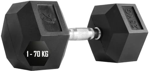 STRENGTH SHOP Hexagon Hanteln mit Anti-Roll Form (1-70 kg), Hexagon Kurzhantel aus gehärtetem Stahl & robuster Gummiummantelung, Kurzhanteln mit ergonomischem Griff, für Ganzkörpertraining & Co.