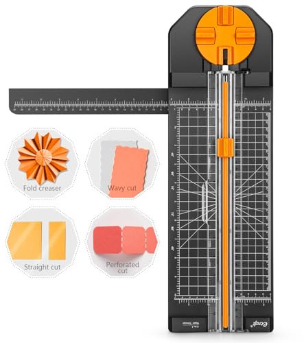 Ecraft 4-in-1-Papierschneider, 30,5 cm, multifunktionales Scrapbooking-Werkzeug mit geraden, gewellten, perforierten und knitternden Klingen für Bastelpapier, Karton, Coupon, Etikett, Foto, Postkarte
