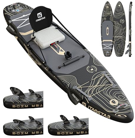 iTAOSTAR A02A 35 Extra Wide Paddle Board, Stand Up Paddle Board with Seat, Stable Wide Inflatable Paddle Boards for Adults/Family/Youth of All Skill Levels