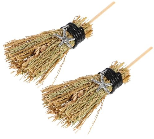 HEMOTON 6 Piezas Colgante De Escoba Disfraz De Bruja Decoración Miniatura Escoba De Bruja Pequeña Accesorios De Halloween Mini Escoba De Bruja Modelos De Escobas De Brujas Metal