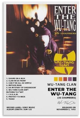 LUCKINGPOST Wu-tang Clan-enter The Wy-tang Poster, dekoratives Gemälde, Wandkunst, Musikalbum, Cover, Leinwandposter für Schlafzimmer, Wohnzimmer, 40 x 60 cm, ungerahmt, 3