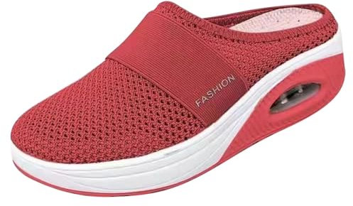 Ciabatte Ortopediche Donna con Cuscino d'Aria, Scarpe Donna Ortopediche Estive Leggere Camminata Pantofole in Rete Sneakers Morbido Slip-On Ciabatte Zeppa da Esterno