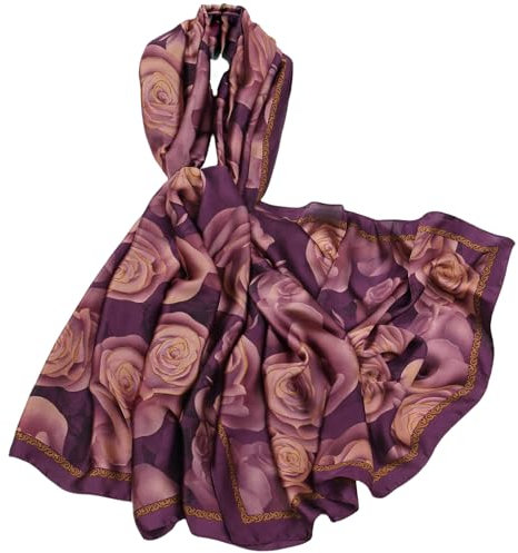 FAIRYGATE Stola für Abendkleid Kunst Langer Seide Tücher Schal Bunte Seidenschal 180 * 90cm Seidentuch Haare Halstücher für Damen Satin Tuch Schals Festlich 82029