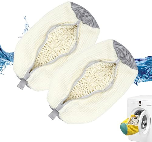 FurrPhunny Lot de 2 sacs de machine à laver à chaussures, nettoyage rapide et facile, sac à linge pour machine à laver et sèche-linge, sac de nettoyage pour baskets et la plupart des types et tailles