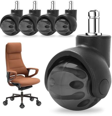 GAESHOW 5 Pezzi Ruote per sedie da ufficio, 11x22mm, Rotelle di Ricambio Silenziosa e Senza Graffi, Scrivania, Parquet, Tappeto, Laminato e Piastrelle(nero)