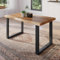 trelevo Esszimmertisch 140x80 cm, Akazienholz massiv, Tischplatte naturfarben, echte Baumkante, U-Gestell schwarz, Baumkantentisch