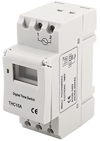 Minuterie Porte-serviettes sur rail DIN Minuterie pour carte de fusible 10 x 8 x 5 THC15A 220-240 V AC 20 A Interrupteur de minuterie programmable numérique sur rail DIN