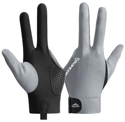 Wnddle Billard Handschuh, Snooker Handschuhe, Billiard Pool Cue Gloves, Verstellbare Poolhandschuhe, rutschfeste Poolhandschuhe, Geeignet für Carom-Spiele, Snooker, Pool-Spiele (Grau)