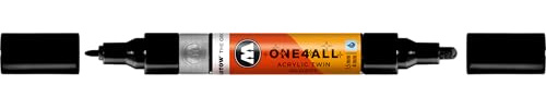 MOLOTOW ONE4ALL Nachfüllbarer Farbmarker, Doppelenden, 1,5 mm und 4 mm, #252 Schwarz glänzend