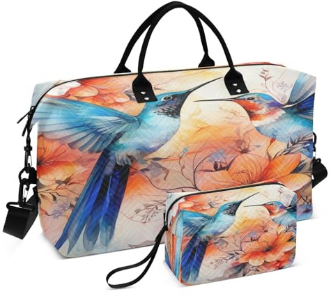 Aquarell Blumen Vögel Sporttasche Handtasche mit Make-up Aufbewahrungstasche Badetasche für Reisen Mädchen Männer