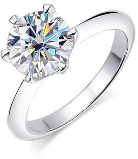 PVUVTNAHW Funkelnde 0,5-3 Karat Moissanite Ringe for Frauen 18K Weiß Farbe 925 Sterling Silber(Silver-0.5 carat,4)