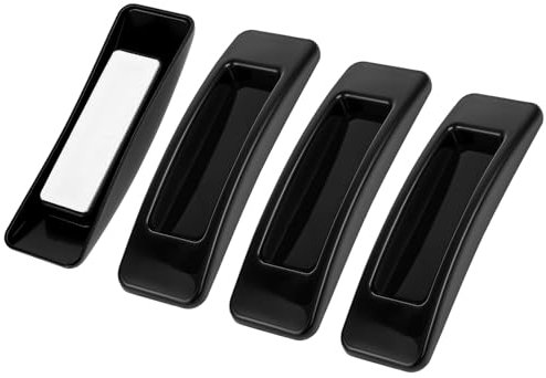 Xthrotsenk 4 Pcs Black Plastic Handles Door Handle Stick on Handles Adhesive Knobs Drawer Wardrobe Knob Multipurpose Self Sticks Instant Doors Knobs for Window, Wardrobe, Cabinet