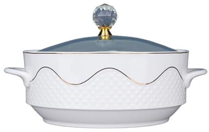 Peakjune Zuppiera in Ceramica con Coperchio,Zuppiera in Ceramica con Coperchio e Manici,Zuppiera con Coperchio in Ceramica,Zuppiera con 2 Maniglie E Coperchio,per la Cucina Domestica.