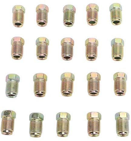 Tyenaza 20 Pcs Écrous De Ligne De Frein Raccords M10 X 1mm Métrique Ligne De Frein Inverser Raccords Évasés pour Tube De Ligne De Frein 3/16 Pouces