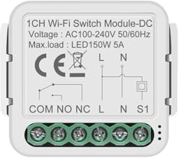 Modulo interruttore WiFi contatto pulito Smart Home fai da te relè interruttore 5A CC 12/24V CA 100-240V supporta Alexa Google Home Assistant