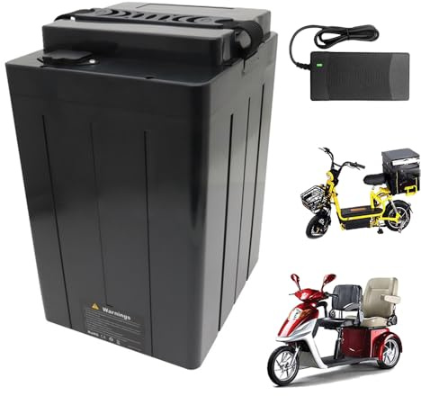 JHKJ Batterie Lithium-ION Haute capacité 60 V 20 Ah 30 Ah pour Moto électrique (48 V, 60 V, 72 V) avec Chargeur pour Moteur de 0 à 3 000 W.,48v,50Ah