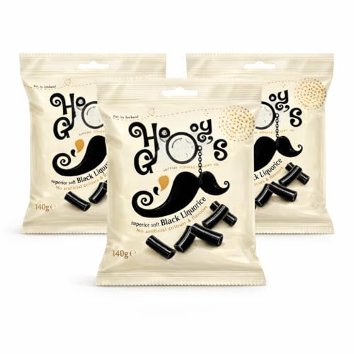 Superbly Soft Black Liquorice Bundle – 3 Pack (3 x 140g) – Traditional Soft Liquorice Sweets – No Artificial Colours or Flavours – Includes Thank You Card