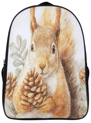 tierwelt elegant 3d gedruckte schultasche coole eichhörnchen hält zapfen rucksäcke für erwachsene mit seitlichen netztaschen 2 fächer wasserdicht schultasche-16,für jungen outdoor sport oder reisen