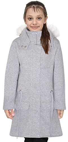 A2Z 4 Kids Girls Camouflage Parka Jacket with Faux Fur Hood Long - Fleece Padded Jacket Grey 11-12