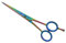 Profi Friseurschere Haarschere 5,5 Zoll = ca. 14 cm mit abschraubbarem Haken, Hohlschliff, im Regenbogen Design,mit Stopper, rostfrei