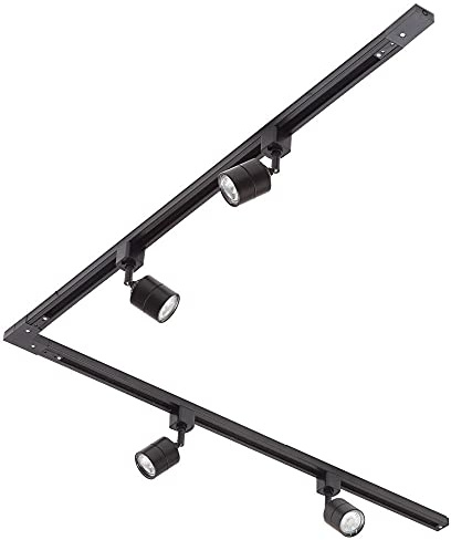 Litecraft Kitchen Track Light with Soho Fixture & GU10 LED Bulbs - (Black, 2M L-Shape 4 Light)