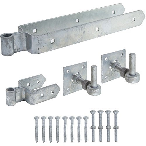 4Pc 18 Heavy Duty Adjustable Field Gate Hinge Set - Plated Hooks Stable Drive