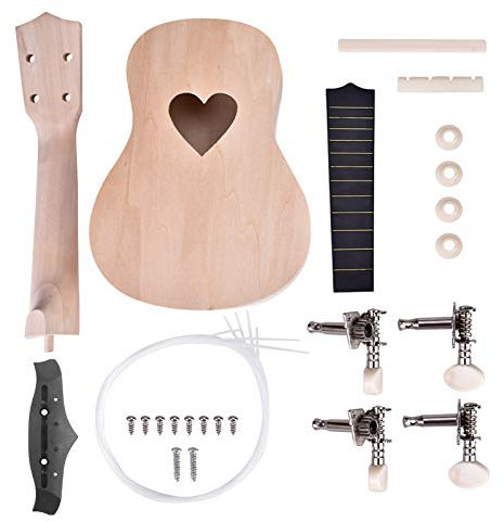 Ukulele DIY Kit, Machen Sie Ihre Eigenen Gemalten Ukulele 21 Zoll 4 Saiten(Herz)