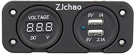 2 USB Socket Digital Voltmeter, LED Digital Display Voltmeter for Car Boat Marine other instruments
