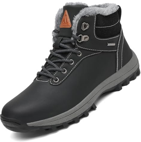 Mishansha Scarpe Uomo Invernali Stivaletti Donna Con Pelo Comode Stivali Nero, GR.42